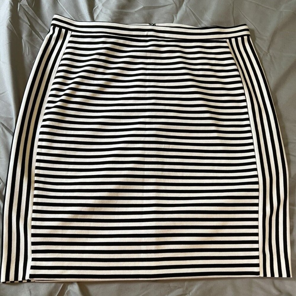 NWT Banana Republic Black & White Striped Pencil Skirt Womens Size 14